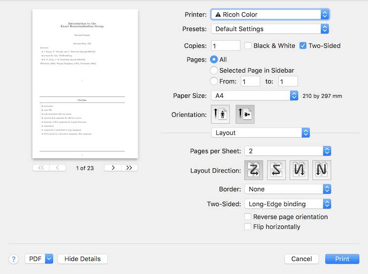 print a lot of slides on one page for mac